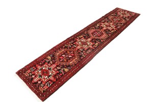 Vintage Black Geometric 2X9 Karajeh Persian Runner Rug