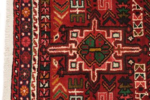 Vintage Scarlet Red Geometric 2X9 Karajeh Persian Runner Rug
