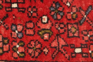 Vintage Red Geometric 3X13 Karajeh Persian Runner Rug