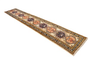 Rare Geometric Semi Antique 2'5X12'9 Oriental Runner Rug Hallway Kitchen Carpet