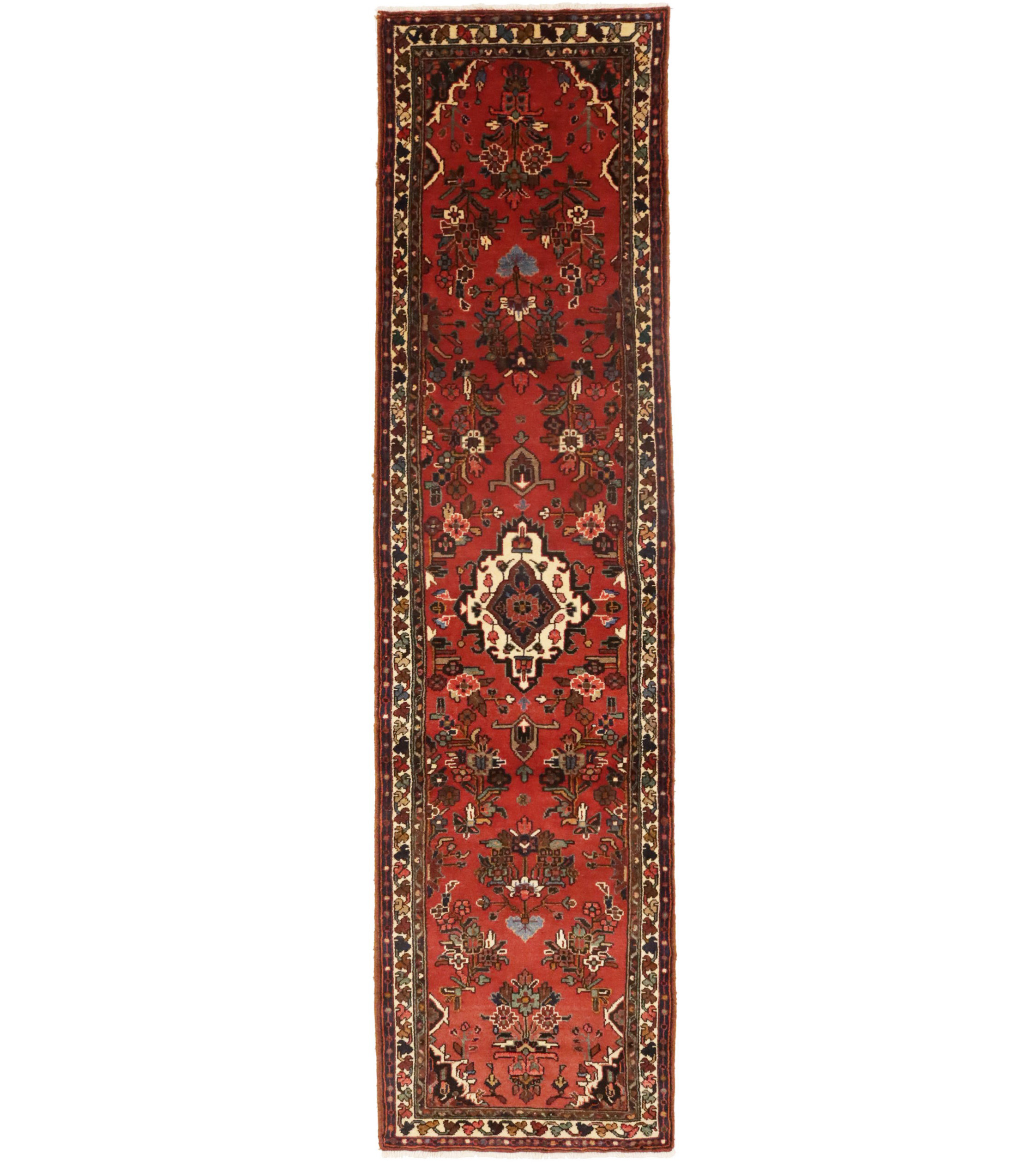 Vintage Red Tribal 3X10 Hamedan Persian Runner Rug