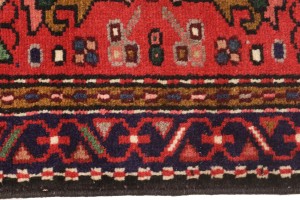 Vintage Red Geometric 3X10 Karajeh Persian Runner Rug