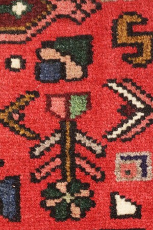 Vintage Red Geometric 3X10 Karajeh Persian Runner Rug