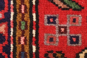 Vintage Red Geometric 3X10 Karajeh Persian Runner Rug