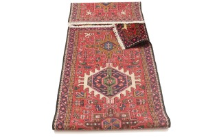 Vintage Red Geometric 3X10 Karajeh Persian Runner Rug