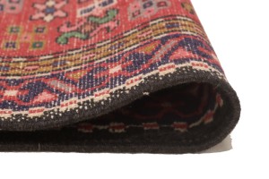 Vintage Red Geometric 3X10 Karajeh Persian Runner Rug