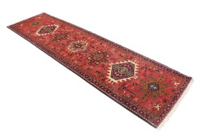 Vintage Red Geometric 3X10 Karajeh Persian Runner Rug