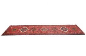 Vintage Red Geometric 3X10 Karajeh Persian Runner Rug