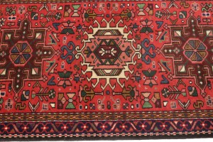 Vintage Red Geometric 3X10 Karajeh Persian Runner Rug