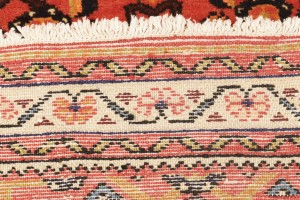 Vintage Coral Red Tribal 2'6X12'7 Hossainabad Persian Runner Rug