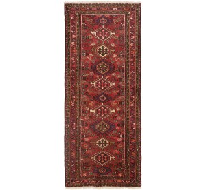 Vintage Red Geometric 2'6X6'2 Karajeh Persian Rug