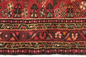 Vintage Red Geometric 2'6X6'2 Karajeh Persian Rug