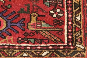Vintage Red Geometric 2'6X6'2 Karajeh Persian Rug