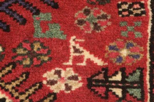 Vintage Red Geometric 2'6X6'2 Karajeh Persian Rug