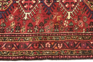 Vintage Red Geometric 2'6X6'2 Karajeh Persian Rug