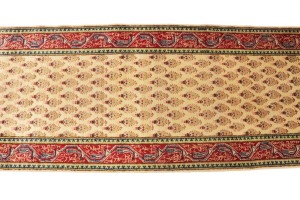 Vintage Cream Floral 3X8 Tabriz Persian Runner Rug