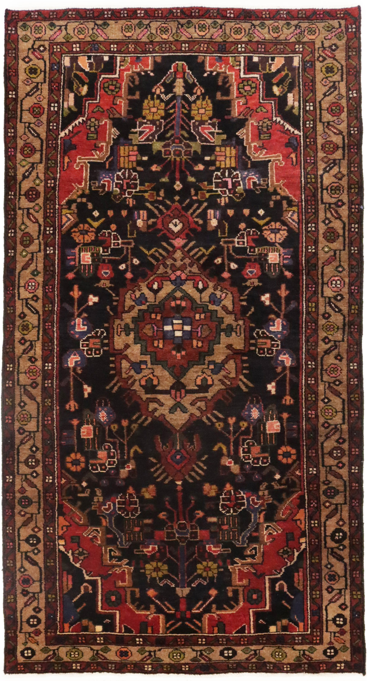 Vintage Tribal Charcoal 4X7 Hamedan Persian Rug