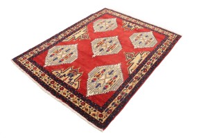Vintage Red Tribal 5X6 Mazlaghan Persian Rug