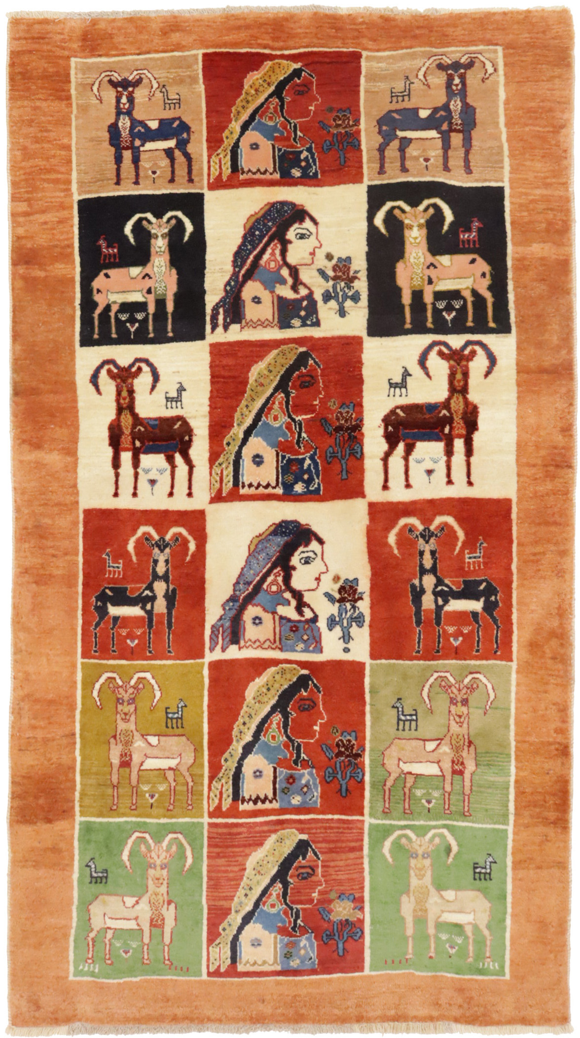 Vintage Pictorial Tribal 3'5X6'6 Shiraz Persian Rug