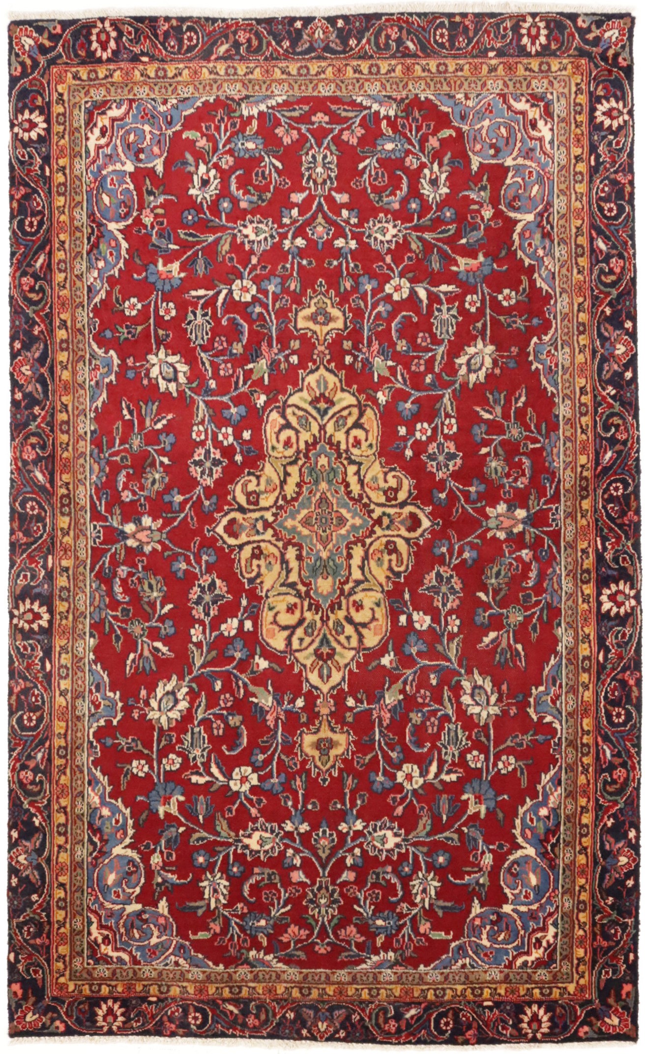 Vintage Red Floral 4X7 Sarouk Sharhbaft Persian Rug