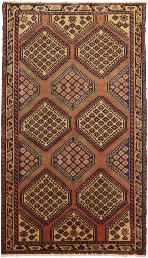 Semi Antique Tribal Geometric 4X7 Shiraz Lori Persian Rug