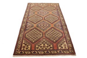 Semi Antique Tribal Geometric 4X7 Shiraz Lori Persian Rug