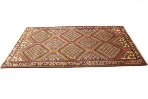 Semi Antique Tribal Geometric 4X7 Shiraz Lori Persian Rug