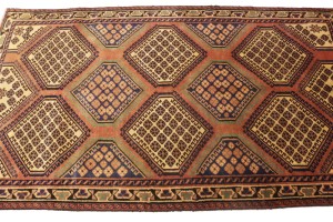 Semi Antique Tribal Geometric 4X7 Shiraz Lori Persian Rug