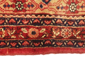 Vintage Floral Golden Beige 3'6X7'9 Hamedan Persian Rug