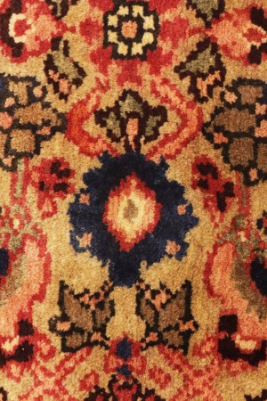 Vintage Floral Golden Beige 3'6X7'9 Hamedan Persian Rug