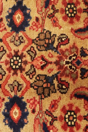Vintage Floral Golden Beige 3'6X7'9 Hamedan Persian Rug