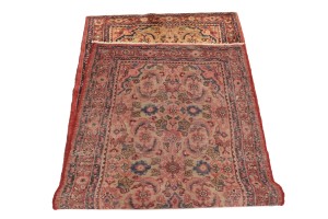 Vintage Floral Golden Beige 3'6X7'9 Hamedan Persian Rug