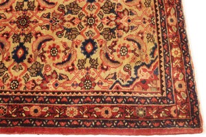 Vintage Floral Golden Beige 3'6X7'9 Hamedan Persian Rug