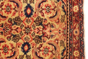 Vintage Floral Golden Beige 3'6X7'9 Hamedan Persian Rug