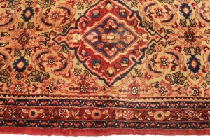Vintage Floral Golden Beige 3'6X7'9 Hamedan Persian Rug