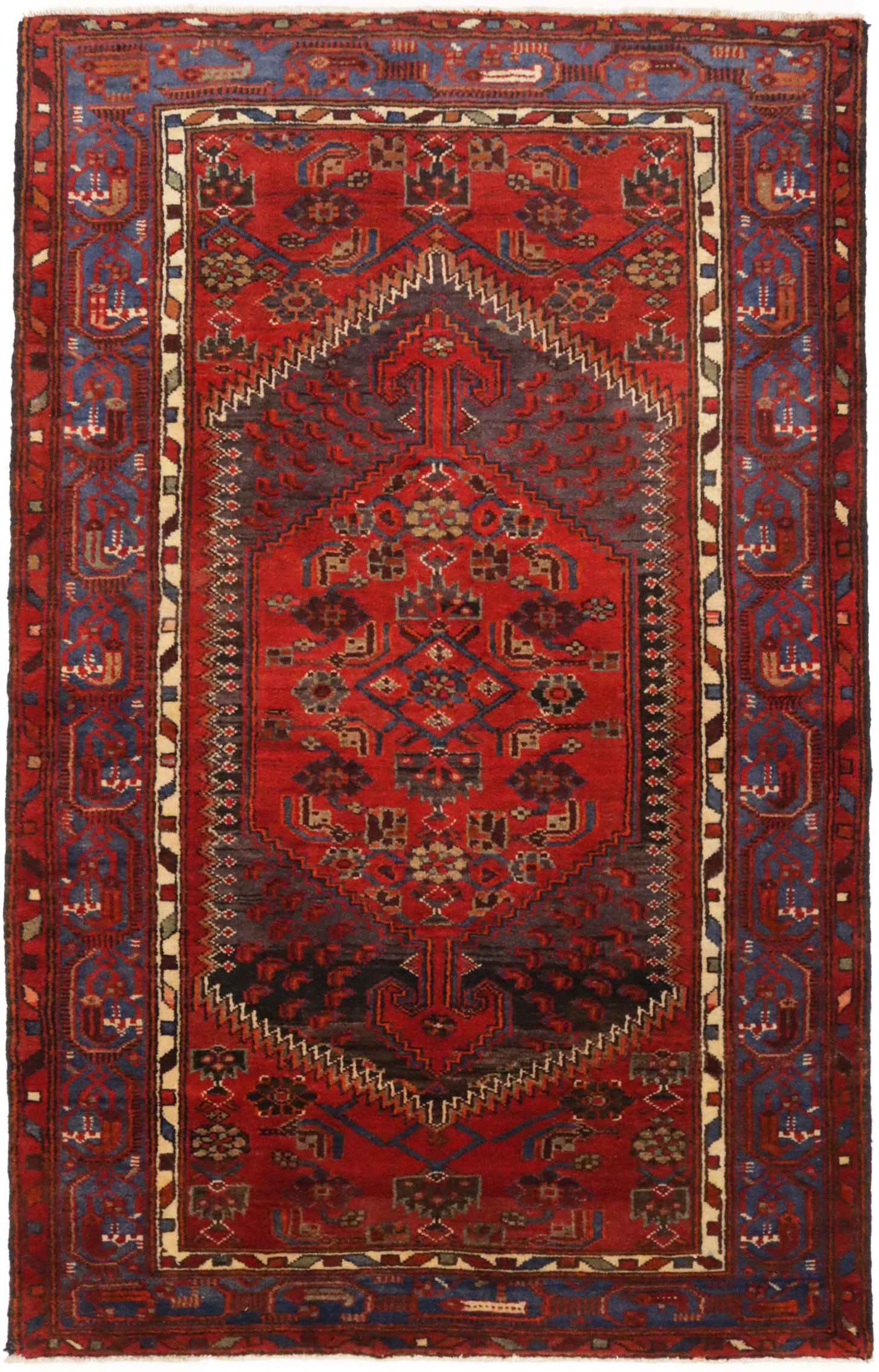 Vintage Tribal Red 4'5X7'0 Mussel Hamedan Persian Rug