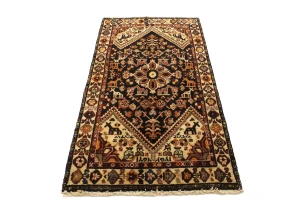 Charcoal Pictorial Tribal 3'5X6'5 Vintage Oriental Rug