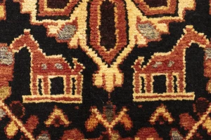 Charcoal Pictorial Tribal 3'5X6'5 Vintage Oriental Rug