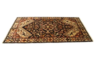 Charcoal Pictorial Tribal 3'5X6'5 Vintage Oriental Rug