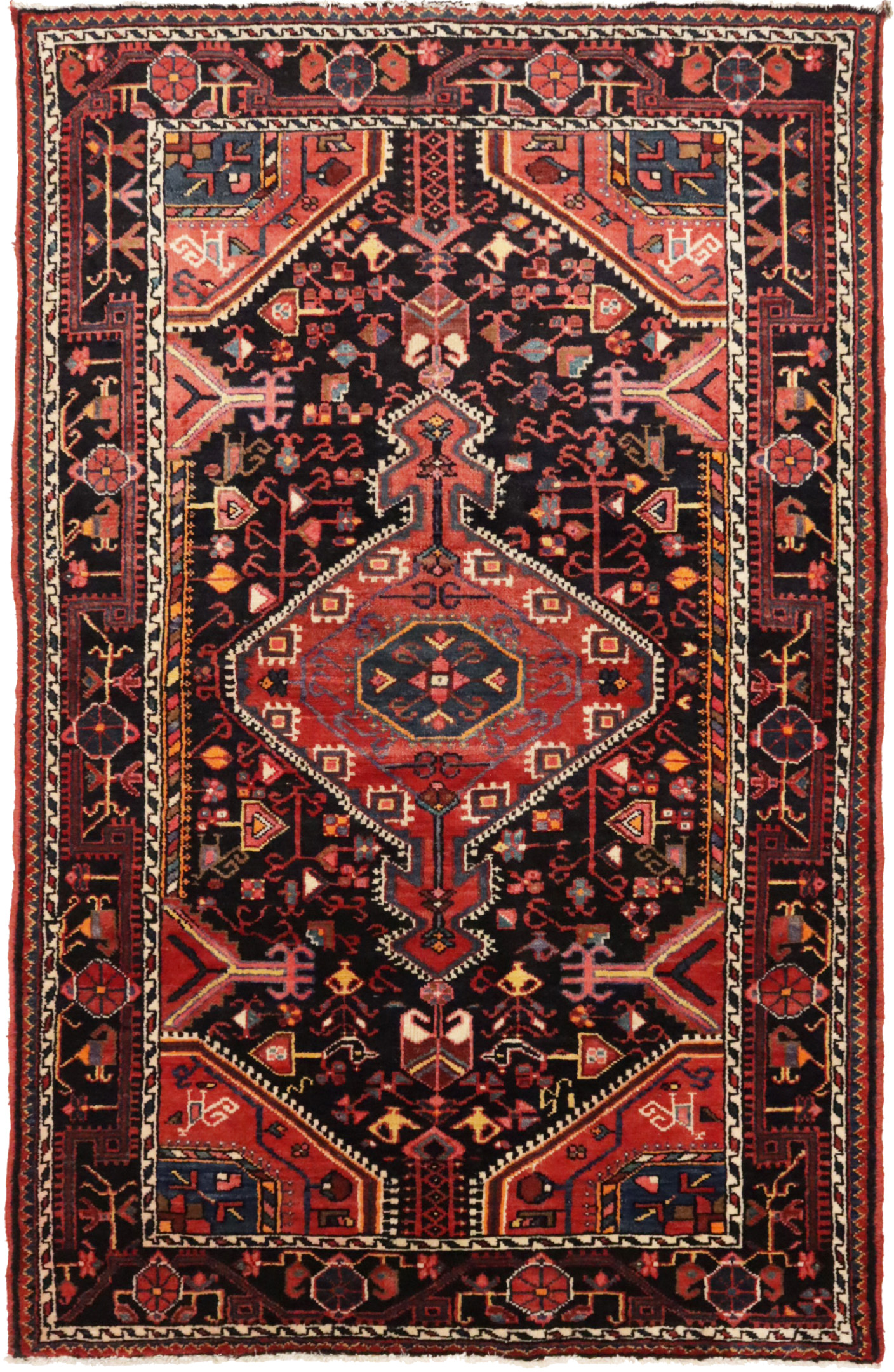 Vintage Geometric Tribal 4X7 Nahavand Persian Rug