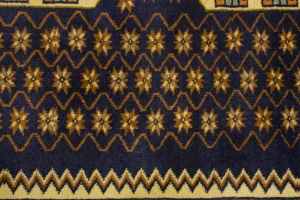 Vintage Plum & Ocher Tribal 5X6 Turkoman Persian Rug