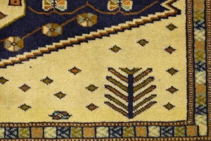 Vintage Plum & Ocher Tribal 5X6 Turkoman Persian Rug