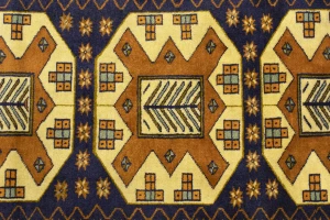 Vintage Plum & Ocher Tribal 5X6 Turkoman Persian Rug
