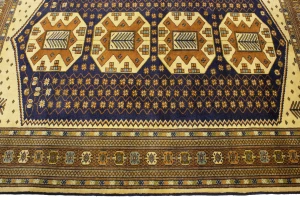 Vintage Plum & Ocher Tribal 5X6 Turkoman Persian Rug