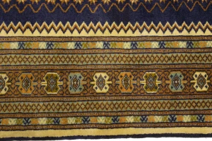 Vintage Plum & Ocher Tribal 5X6 Turkoman Persian Rug