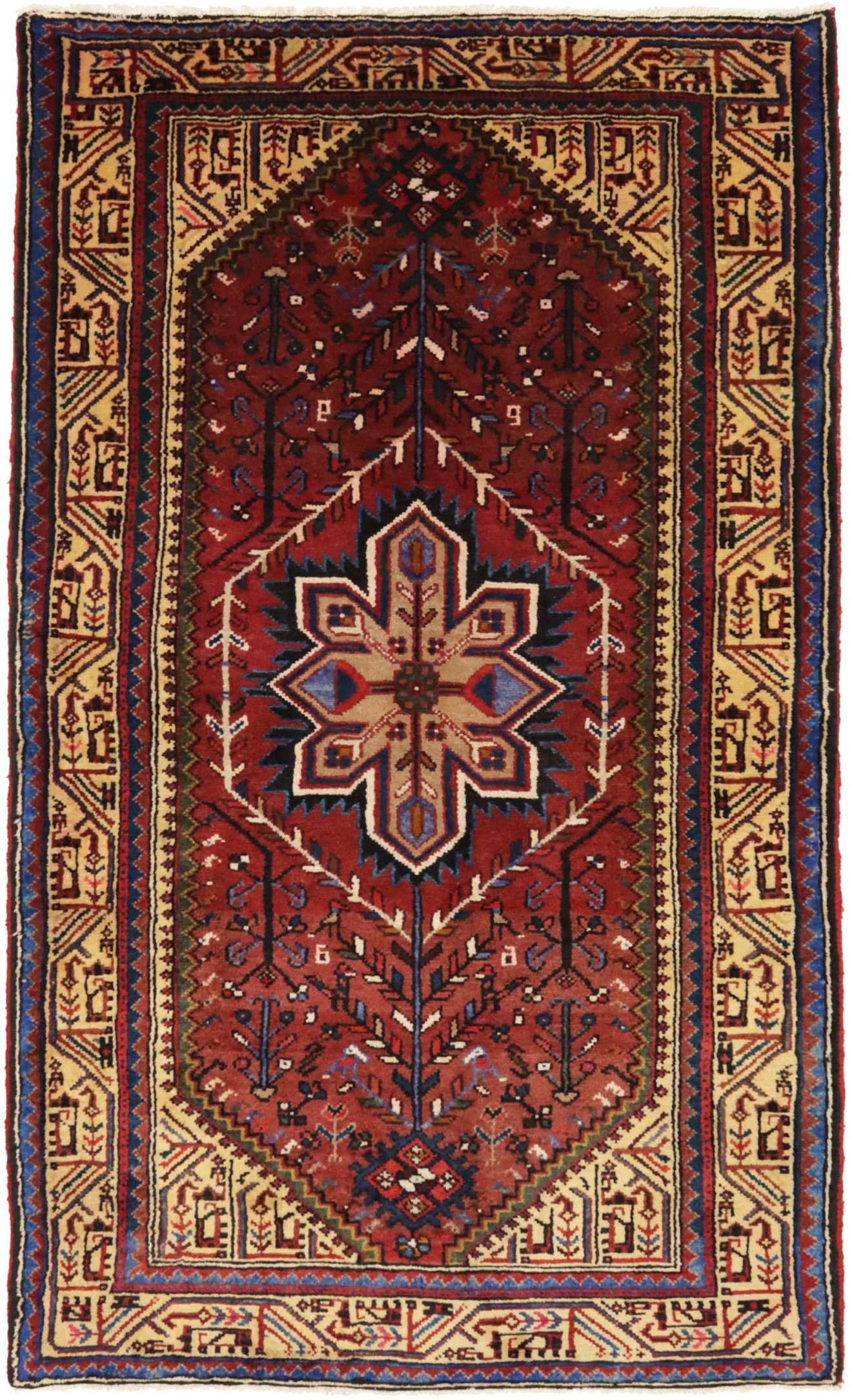 Vintage Tribal Rust Red 4X7 Hamedan Persian Rug