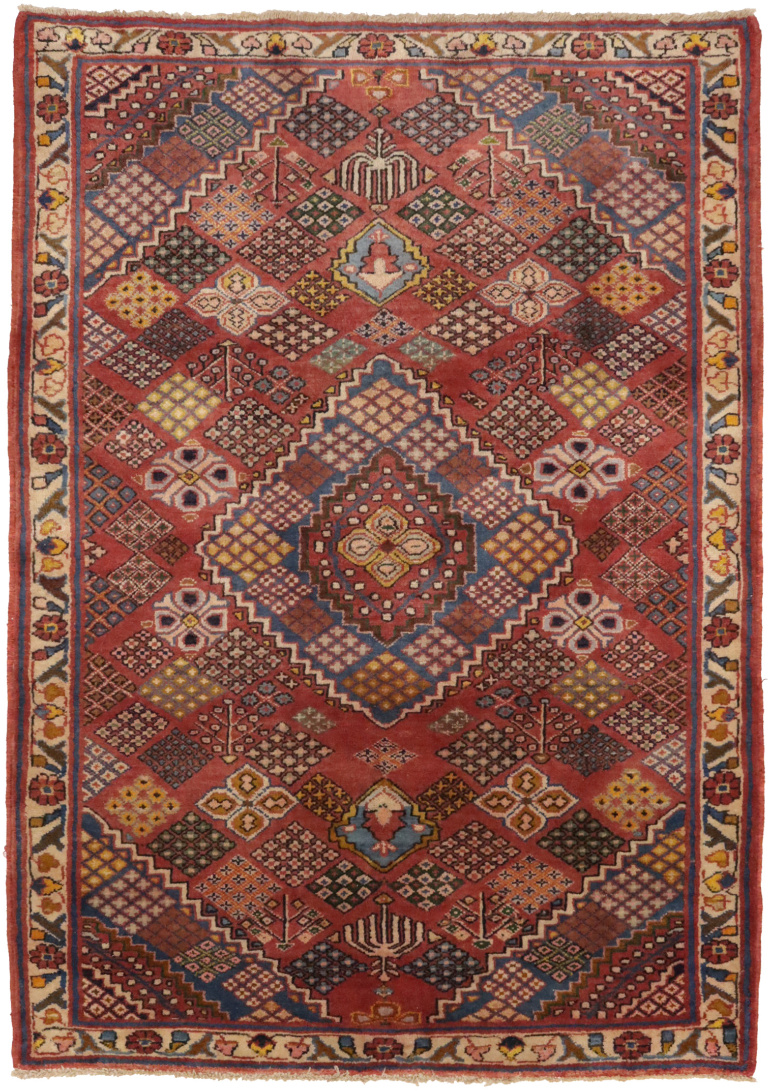 Vintage Rusty Red Tribal 5X7 Joshaghan Persian Rug