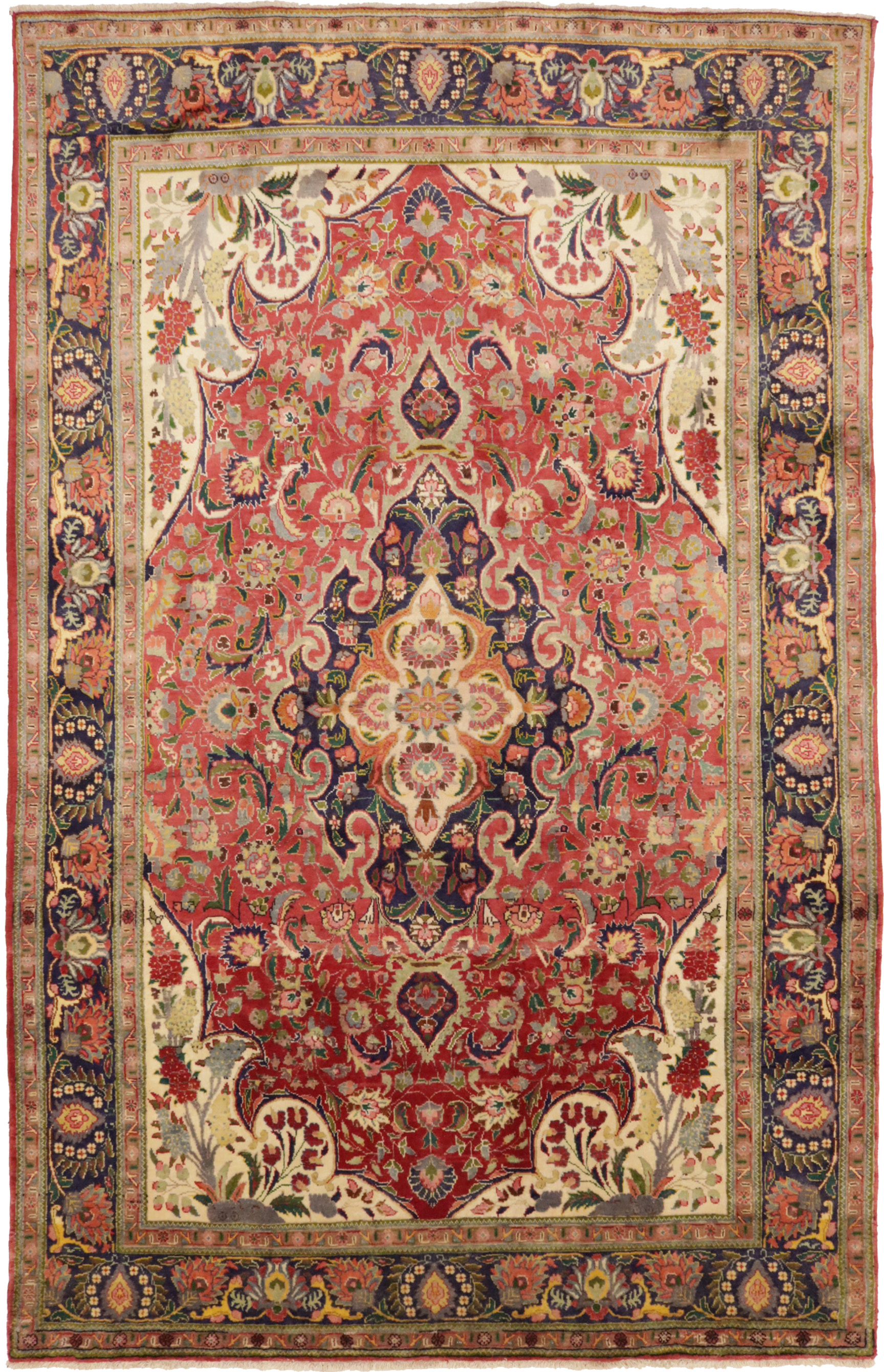 Semi Antique Red Traditional 6'7X10'5 Tabriz Persian Rug