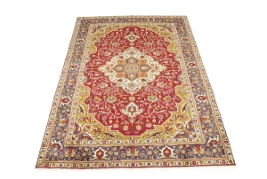 Red Traditional Floral 6'6X9'7 Vintage Oriental Persian Rug