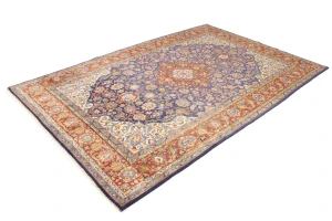 Vintage Purple-navy Floral 6'5X10'0 Sarouk Persian Rug